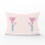 - Rh-Dik-5778-Gorsel1 - Realhomes Pembe Zeminde Gül Motifli Bohemian Dekoratif Dikdörtgen Kırlent Kılıfı Realhomes