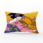 Turuncu Zeminci Modern Japon Women Tasarımlı Dijital Baskılı Dikdörtgen Kırlent Kılıfı Realhomes