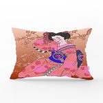 - Rh-Dik-5792-Gorsel1 - Realhomes Çiçek Motifleri Üzerinde Japon Kız Desenli Modern Dikdörtgen Yastık Kılıfı Realhomes