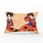 Uzak Doğu Kültürlü Japon Kadın Dijital Baskılı Dekoratif Dikdörtgen Kırlent Kılıfı Realhomes