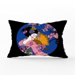 Çiçek Desenli Yelpazeli Japon Kız Motifli Modern Dikdörtgen Yastık Kılıfı Realhomes