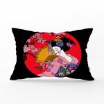 Çiçek Desenli Yelpazeli Japon Kız Motifli Modern Dikdörtgen Kırlent Kılıfı Realhomes