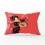 - Rh-Dik-5800-Gorsel1 - Realhomes Prenses Pembe Zeminli Yelpazeli Kadın Desenli Dekoratif Dikdörtgen Yastık Kılıfı Realhomes