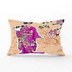 - Rh-Dik-5811-Gorsel1 - Realhomes Çizgi Desen Zeminli Çiçekli Japon Kadın Motifli Modern Dikdörtgen Yastık Kılıfı Realhomes