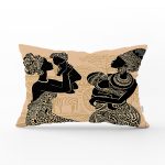 Etnik Desen Zeminli Bebekli Afrika Kadın Motifli Modern Dikdörtgen Kırlent Kılıfı Realhomes