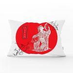 - Rh-Dik-5828-Gorsel1 - Realhomes Ağaç Dal Motifli Japan Kız Motifli Dekoratif Dikdörtgen Kırlent Kılıfı Realhomes