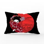 Kırmızı Yelpazeli Şaman Japan Kadın Dijital Baskılı Dikdörtgen Kırlent Kılıfı Realhomes