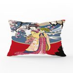 Yelpazeli Japon Kadın Motifli Dekoratif Dikdörtgen Yastık Kılıfı Realhomes