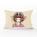 Masum Baskan Japon Kız Motifli Modern Dikdörtgen Kırlent Kılıfı Realhomes