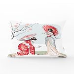 - Rh-Dik-5844-Gorsel1 - Realhomes Dal Detaylı Şemsiyeli Japon Kızlar Modern Dikdörtgen Kırlent Kılıfı Realhomes