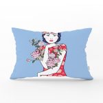 Çiçeğe Sarılmış Japon Kız Motifli Dekoratif Dikdörtgen Kırlent Kılıfı Realhomes