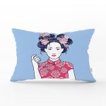 - Rh-Dik-5851-Gorsel1 - Realhomes İnci Kolyeli Japon Kadın Dijital Baskılı Modern Dikdörtgen Kırlent Kılıfı Realhomes