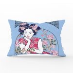 - Rh-Dik-5852-Gorsel1 - Realhomes İnci Kolyeli Japon Kadın Dijital Baskılı Modern Dikdörtgen Kırlent Kılıfı Realhomes