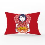 Meyve Sepetli Japon Kadın Desenli Modern Dikdörtgen Yastık Kılıfı Realhomes
