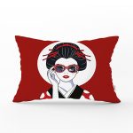 - Rh-Dik-5862-Gorsel1 - Realhomes Gözlüklü Cool Japon Kadın Desenli Dikdörtgen Yastık Kılıfı Realhomes