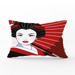 - Rh-Dik-5863-Gorsel1 - Realhomes Kırmızı Temalı Japon Kadın Motifli Dikdörtgen Kırlent Kılıfı Realhomes