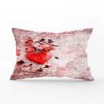 Kırmızı Kalp Dijital Baskılı Dekoratif Dikdörtgen Yastık Kırlent Kılıfı Realhomes