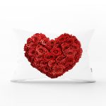 Kırmızı Kalp Desenli Dijital Baskılı Dekoratif Dikdörtgen Yastık Kırlent Kılıfı Realhomes