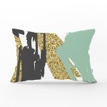 Gold Detaylı Modern Motifler Dijital Baskılı Modern Dikdörtgen Yastık Kırlent Kılıfı Realhomes