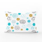 Beyaz Zeminde Mavi Gold Puanlı Dijital Baskılı Modern Dikdörtgen Yastık Kırlent Kılıfı Realhomes