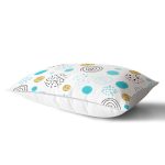 Beyaz Zeminde Mavi Gold Puanlı Dijital Baskılı Modern Dikdörtgen Yastık Kırlent Kılıfı Realhomes