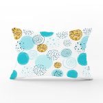 Beyaz Zeminde Mavi Gold Puanlı Dijital Baskılı Modern Dikdörtgen Yastık Kırlent Kılıfı Realhomes