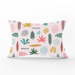 - Rh-Dik-7022-Gorsel1 - Realhomes Renkli Amazon Yapraklı Motifler Dijital Baskılı Modern Dikdörtgen Yastık Kırlent Kılıfı Realhomes