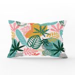 - Rh-Dik-7024-Gorsel1 - Realhomes Soyut Renkli Yaprak Motifli Dijital Baskılı Modern Dikdörtgen Yastık Kırlent Kılıfı Realhomes