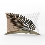 Beyaz Zemin Minimal Yaprak Desenli Dijital Baskılı Modern Dikdörtgen Yastık Kırlent Kılıfı Realhomes