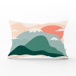 Renkli Dağ Motifli Dijital Baskılı Modern Dikdörtgen Yastık Kırlent Kılıfı Realhomes