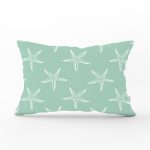 Yeşil Zeminde Krem Deniz Yıldızı Tasarımlı Dijital Baskılı Modern Dikdörtgen Yastık Kılıfı Realhomes