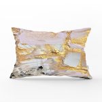 Gold Detaylı Soyut Çizimli Dijital Baskılı Modern Dikdörtgen Yastık Kırlent Kılıfı Realhomes