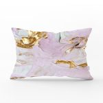Gold Detaylı Soyut Çizimli Dijital Baskılı Modern Dikdörtgen Yastık Kırlent Kılıfı Realhomes