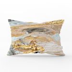 Gold Detaylı Soyut Çizimli Dijital Baskılı Modern Dikdörtgen Yastık Kırlent Kılıfı Realhomes
