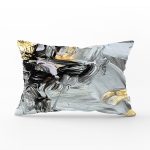 Gold Detaylı Siyah Renkli Dijital Baskılı Modern Dikdörtgen Yastık Kırlent Kılıfı Realhomes