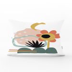 Sanatsal Motifli Çiçek Detaylı Dijital Baskılı Modern Dikdörtgen Yastık Kırlent Kılıfı Realhomes