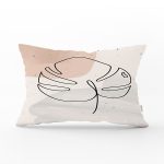 Pastel Renkli Zemin Üzerine Onedraw Yaprak Çizimli Modern Dikdörtgen Yastık Kırlent Kılıfı Realhomes