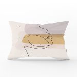 - Rh-Dik-7073-Gorsel1 - Realhomes Soft Zemınde Bayan Silüet Çizimli Dijital Baskılı Modern Dikdörtgen Yastık Kırlent Kılıfı Realhomes