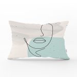 Soft Zeminde Renkli Bayan Silüet Çizimli Dijital Baskılı Modern Dikdörtgen Kırlent Kılıfı Realhomes