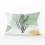 - Rh-Dik-7079-Gorsel1 - Realhomes Soft Renkli Onedraw Yaprak Temalı Dijital Baskılı Modern Dikdörtgen Yastık Kırlent Kılıfı Realhomes