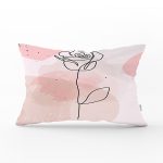 - Rh-Dik-7082-Gorsel1 - Realhomes  Pastel Renkli Onedraw Gül Resimli Dijital Baskılı Modern Dikdörtgen Yastık Kırlent Kılıfı Realhomes