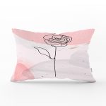 Pastel Renkli Onedraw Gül Resimli Dijital Baskılı Modern Dikdörtgen Yastık Kırlent Kılıfı Realhomes