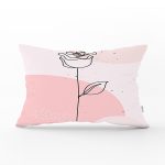 Pastel Renkli Onedraw Gül Resimli Dijital Baskılı Modern Dikdörtgen Yastık Kırlent Kılıfı Realhomes