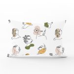 Beyaz Zemınde Bayan Desenli Dijital Baskılı Modern Dikdörtgen Yastık Kırlent Kılıfı Realhomes