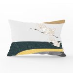 Renkli Zeminde Leylek Desenli Dijital Baskılı Modern Dikdörtgen Yastık Kırlent Kılıfı Realhomes