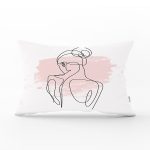 - Rh-Dik-7091-Gorsel1 - Realhomes Beyaz Zeminde Bayan Desenli Dijital Baskılı Modern Dikdörtgen Yastık Kırlent Kılıfı Realhomes