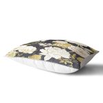 Sıyah Zeminli Gold Detaylı Gul Yaprakları Dikdörtgen Yastık Kırlent Kılıfı Realhomes