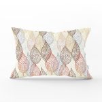 Beyaz Zemınli Soft Renkli Yapraklı Dijital Baskılı Modern Dikdörtgen Yastık Kırlent Kılıfı Realhomes