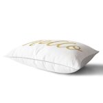 - Rh-Dik-7127-Gorsel2 - Realhomes Beyaz Zeminde Gold Hello Yazılı Dijital Baskılı Modern Dikdörtgen Yastık Kırlent Kılıfı Realhomes