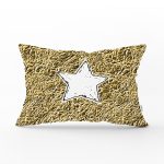 - Rh-Dik-7130-Gorsel1 - Realhomes Gold Zeminli Beyaz Yıldız Desenli Dijital Baskılı Modern Dikdörtgen Yastık Kırlent Kılıfı Realhomes